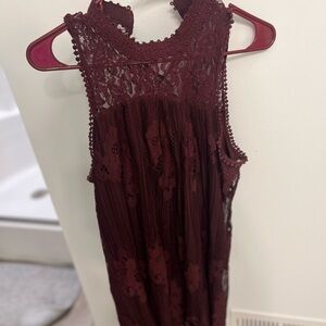 Altar'd State Deep Red Lace Dress